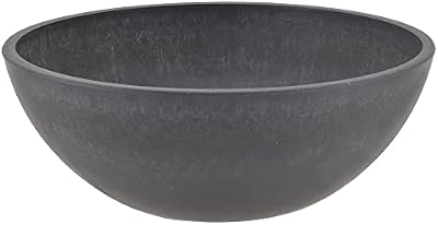 PSW Pot Collection M30DC 12-inch Plastic/Stone/Wood Composite Low Bowl Planter – No Drainage Hole (Drillable)… — view 3