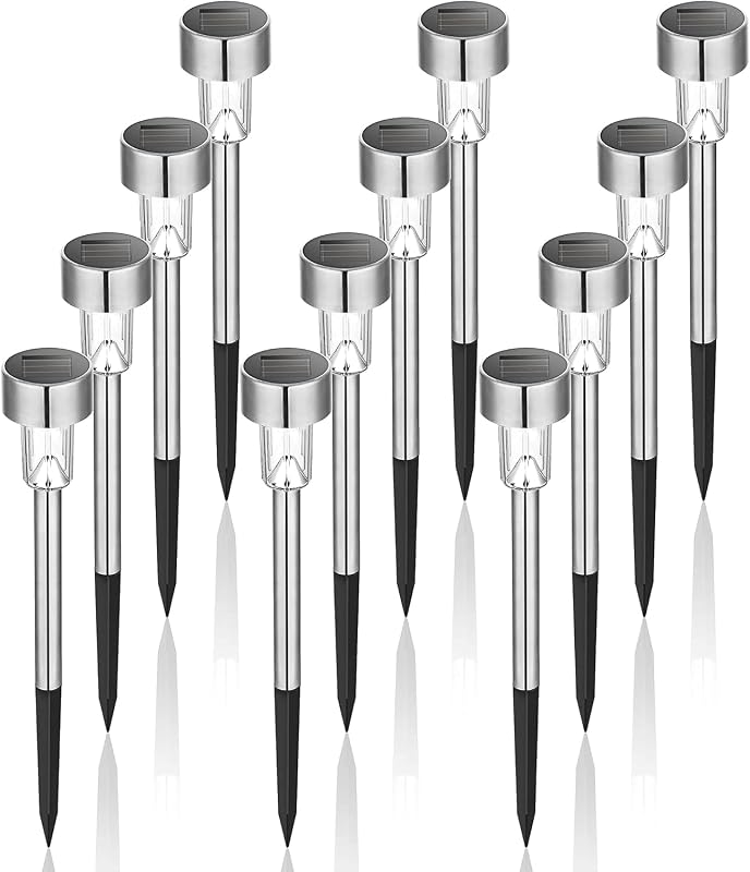 GIGALUMI Outdoor Waterproof Solar Garden Lights, 12 Pack Cold White