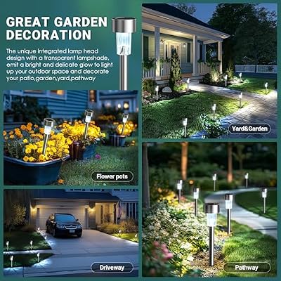 GIGALUMI Outdoor Waterproof Solar Garden Lights, 12 Pack Cold White — view 3