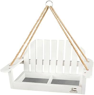 Solution4Patio White Swing Squirrel-Proof Bird Feeder with Metal Mesh Tray — view 2