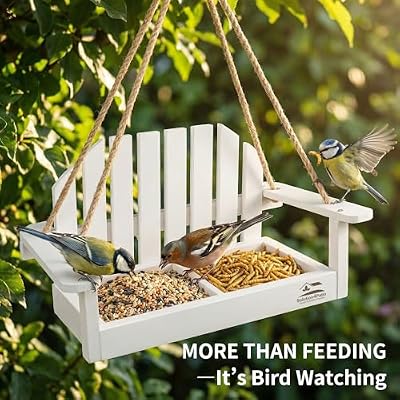 Solution4Patio White Swing Squirrel-Proof Bird Feeder with Metal Mesh Tray — view 3