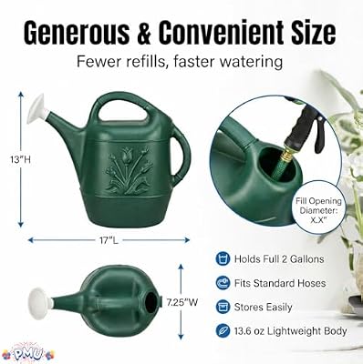 PMU 2 Gallon Watering Can - Garden Watering Can for Indoor & Outdoor Plants - Plastic Water Can with Detachab… — view 4