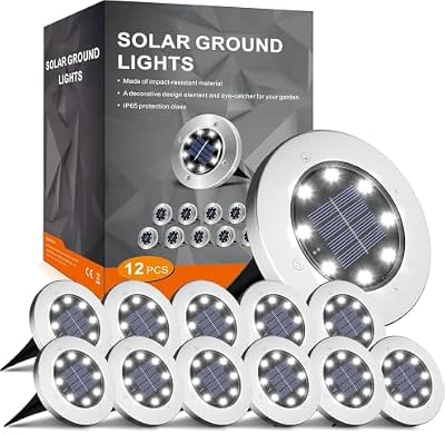 INCX Solar Lights Outdoor Waterproof, Cold White, 12 Pack Ground Lights — view 2