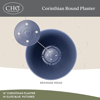 Corinthian Round Planter Pot w/Drainage Holes, 10" Storm Gray — view 4