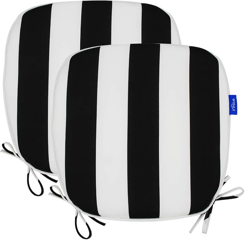 SleepMan Outdoor 17"x16" Chair Cushions with Ties Set of 2, Water Resistant All Weather U-Shape Seat Pads for…