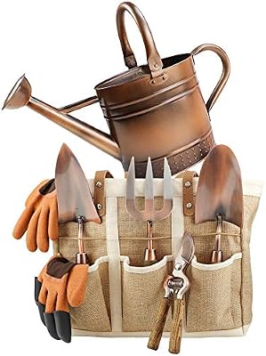 1 Gallon Galvanized Steel Watering Can with 3 Pcs of Garden Tools, 1 Pc of Pruning Shear, 1 Pair of Gardening… — view 2