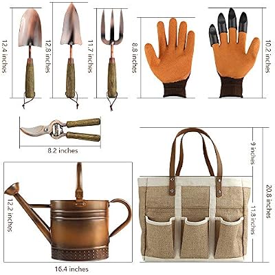 1 Gallon Galvanized Steel Watering Can with 3 Pcs of Garden Tools, 1 Pc of Pruning Shear, 1 Pair of Gardening… — view 3