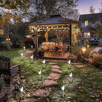 GIGALUMI Outdoor Waterproof Solar Pathway Lights, 12 Pack Cold White — view 3