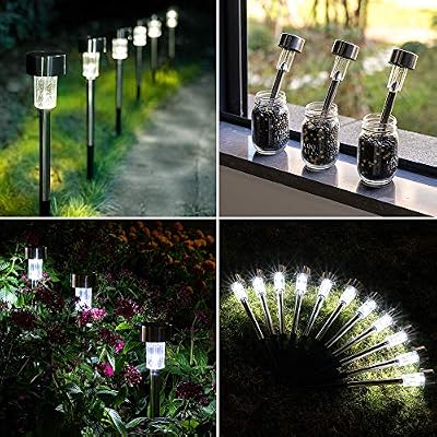 GIGALUMI Outdoor Waterproof Solar Pathway Lights, 12 Pack Cold White — view 4