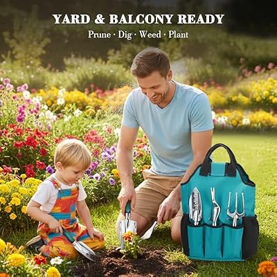 Garden Tool Set, Gardening Gifts for Women, Men, Mom, Dad, 11-Piece Heavy-Duty Aluminum Hand Tools Set with T… — view 3