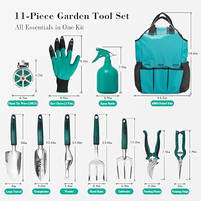 Garden Tool Set, Gardening Gifts for Women, Men, Mom, Dad, 11-Piece Heavy-Duty Aluminum Hand Tools Set with T… — view 4