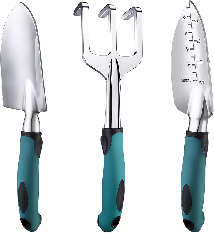 FANHAO Garden Tools Set, 3 Piece Heavy Duty Gardening Tools Cast Aluminum with Soft Rubberized Non-Slip Handl…