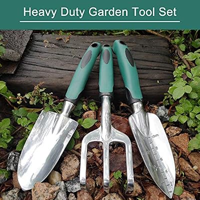FANHAO Garden Tools Set, 3 Piece Heavy Duty Gardening Tools Cast Aluminum with Soft Rubberized Non-Slip Handl… — view 3