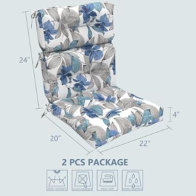 LVTXIII Outdoor Tufted High Back Cushions Set of 2 Patio Seasonal Replacement Rocking Chair Cushion with Ties… — view 3