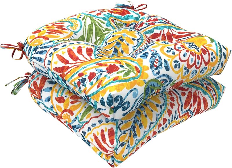 LVTXIII Outdoor/Indoor Tufted Seat Cushion, Decorative Wicker Chair Pads All Weather Seat Cushion Sets for Pa…