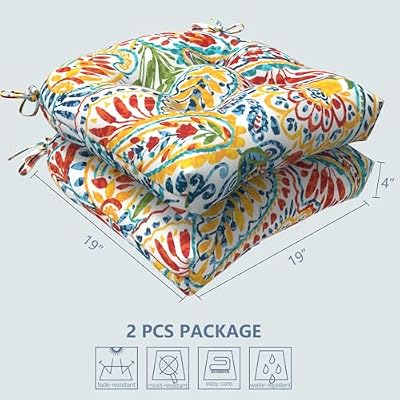 LVTXIII Outdoor/Indoor Tufted Seat Cushion, Decorative Wicker Chair Pads All Weather Seat Cushion Sets for Pa… — view 3