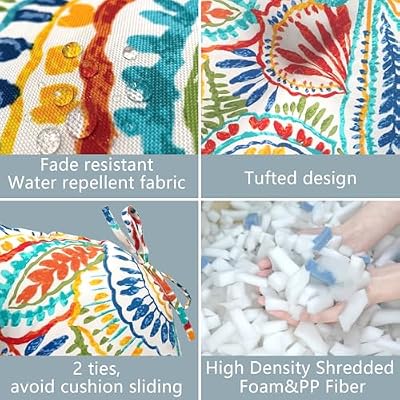 LVTXIII Outdoor/Indoor Tufted Seat Cushion, Decorative Wicker Chair Pads All Weather Seat Cushion Sets for Pa… — view 4