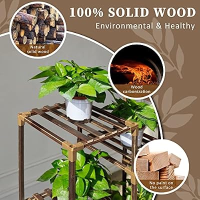 Uneedem Plant Stand Indoor Outdoor, 10 Tiered Plant Shelf Wood Plant Rack — view 3