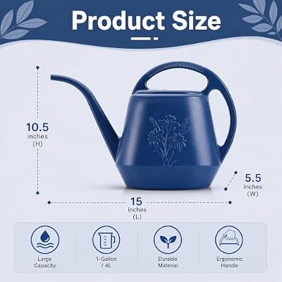 Fasmov 1-Gallon Plastic Watering Can with Comfortable Handle, Garden Watering Cans Long Spout for Indoor Outd… — view 3