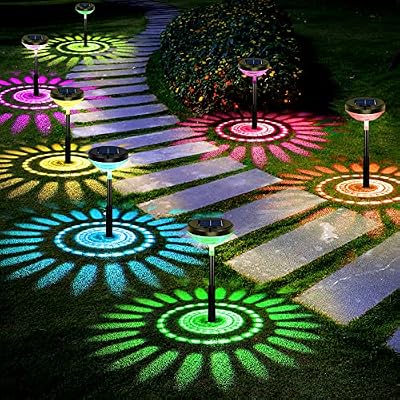 Nupostai 8 Pack Solar Pathway Lights, Multicolor & Warm White LED, IP67 Waterproof, Outdoor Garden Yard Lawn… — view 2