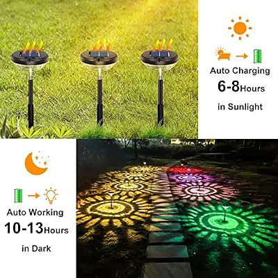 Nupostai 8 Pack Solar Pathway Lights, Multicolor & Warm White LED, IP67 Waterproof, Outdoor Garden Yard Lawn… — view 4