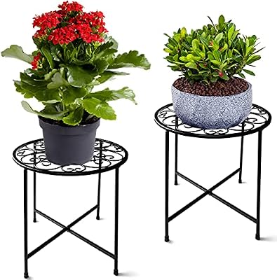 Plant Stand Indoor Outdoor, 2 Pack 15" Tall Flower Pot Stand, Round Metal Corner Plant Stand for Flower Pot,… — view 2