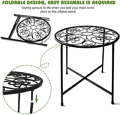 Plant Stand Indoor Outdoor, 2 Pack 15" Tall Flower Pot Stand, Round Metal Corner Plant Stand for Flower Pot,… — view 4