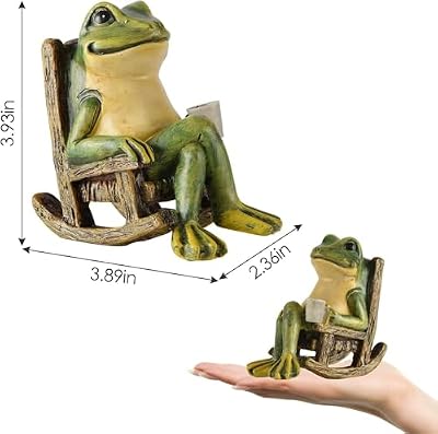 FOXMIS Miniature Frog Garden Statue Mom Dad Gifts Home Decorations Fairy Garden Accessories Outdoor Lights So… — view 3