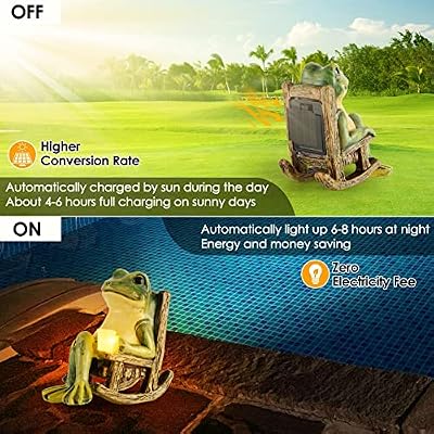 FOXMIS Miniature Frog Garden Statue Mom Dad Gifts Home Decorations Fairy Garden Accessories Outdoor Lights So… — view 4