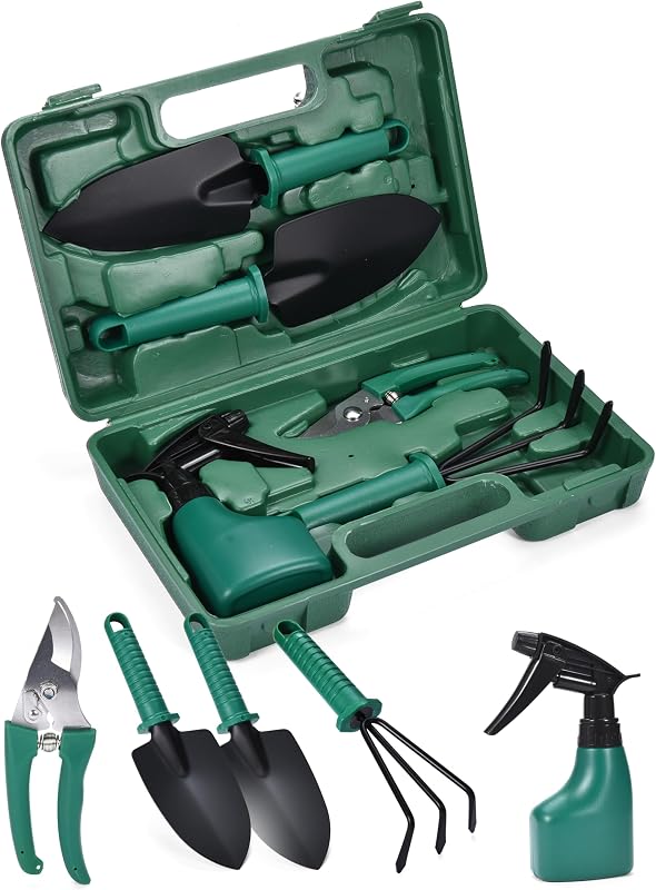 2wayz Garden Tool Set - 5-Piece Durable Gardening Hand Tools - 3x12x7-inch Gardening Kit with Portable Box an…