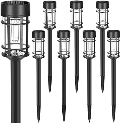 Mancra Solar Pathway Lights, 8 Pack LED Solar Lights Outdoor Waterproof, Glass Metal Garden Lighting for Yard… — view 3