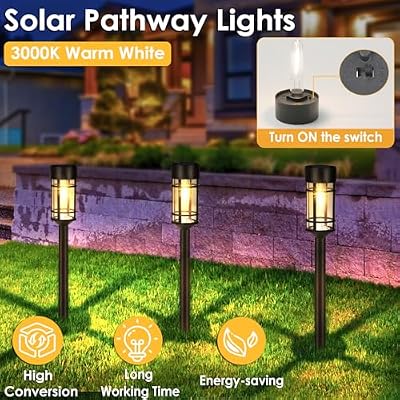 Mancra Solar Pathway Lights, 8 Pack LED Solar Lights Outdoor Waterproof, Glass Metal Garden Lighting for Yard… — view 4