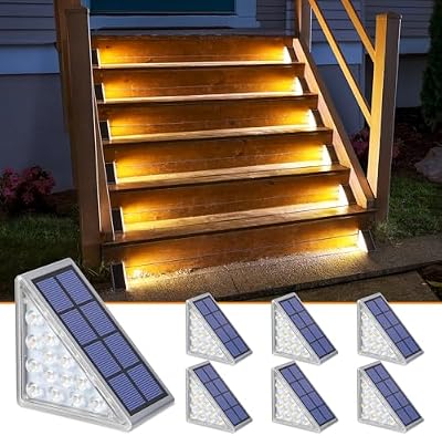 NIORSUN Solar Step Lights,6 Pack Warm White Solar Stair Lights Outdoor Waterproof IP67 Auto On Off,Solar Ligh… — view 2