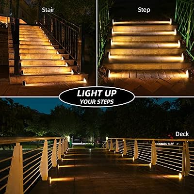 NIORSUN Solar Step Lights,6 Pack Warm White Solar Stair Lights Outdoor Waterproof IP67 Auto On Off,Solar Ligh… — view 4