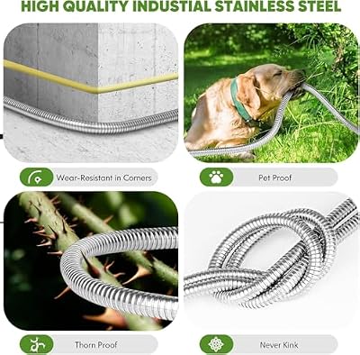 Unywarse Garden Hose 50FT Metal Water Hose with 10 Function Nozzle No-Kink — view 4