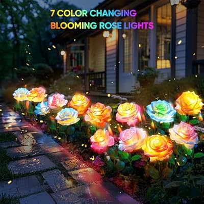 Solar Flowers Lights Outdoor Waterproof: 4pack Garden Lights Yard Decor — view 3