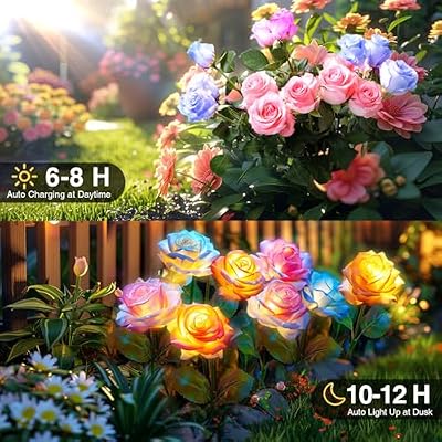 Solar Flowers Lights Outdoor Waterproof: 4pack Garden Lights Yard Decor — view 4