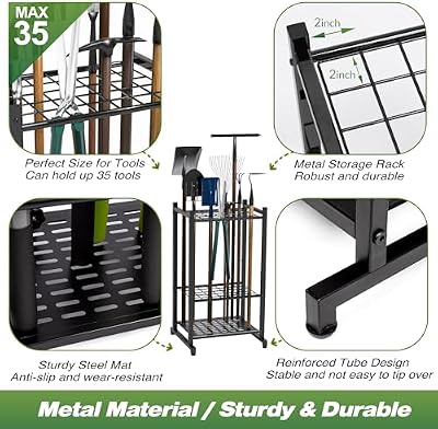 Garden Tool Organizer, Garage Tool Organizer & Garage Organization, Heavy Duty Steel Tool Storage Rack Holds… — view 4