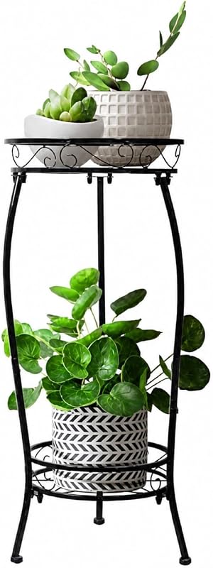 Plant Stand Indoor Outdoor 2 Tier 27" Tall Metal Potted Holder Rack Flower Pot Stand Heavy Duty Plant Shelf R…