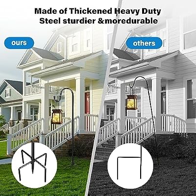Shepherd Hooks for Outdoor, 1 Pack 62 Inch Bird Feeder Pole with 5 Prongs Base for Hanging Lantern, Hummingbi… — view 4