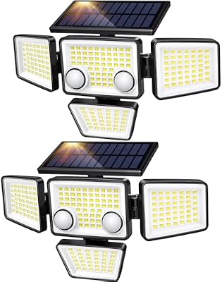 LYWALT Solar Outdoor Lights - 3000LM 188 LED Motion Sensor Outdoor Lights, 4 Heads Security Light,IP65 Waterp… — view 2