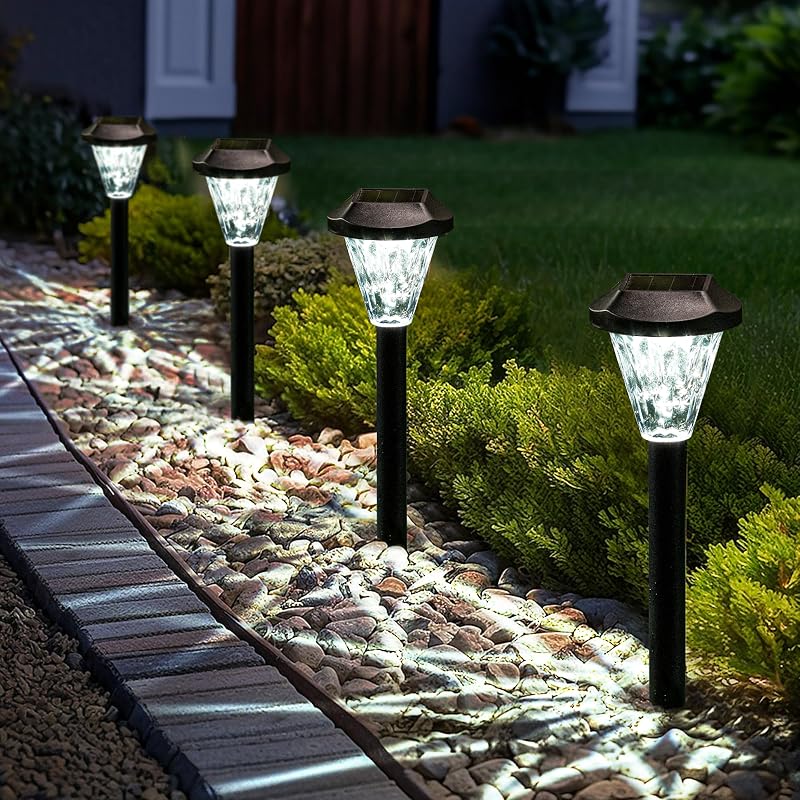 GIGALUMI 8 Pack Solar Lights Outdoor Waterproof, Solar Garden Lights