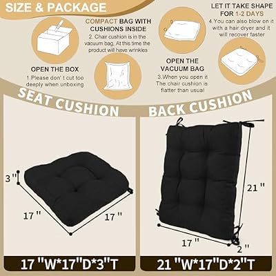 BUYUE Chair Cushion Set for Rocking Chair, Back Pillow & Seat Cushion with Ties, Original Woven Fabric Non-Sl… — view 3