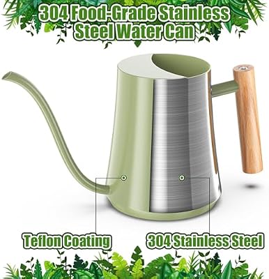 Green Moon 1L/35oz Metal Watering Can Indoor with Long Spout, Sage Green — view 4