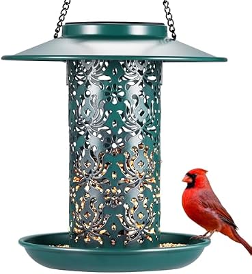 SWEETFULL Solar Bird Feeders for Outside Metal Outdoor Hanging,Wild feeders as Gift Ideas Lovers Garden Yard… — view 2