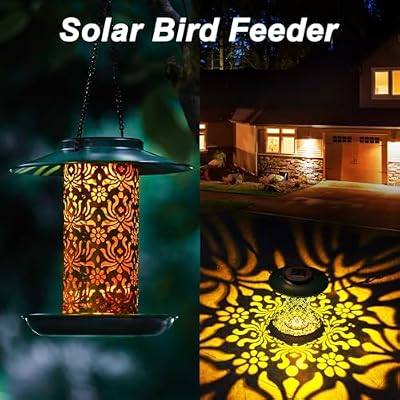 SWEETFULL Solar Bird Feeders for Outside Metal Outdoor Hanging,Wild feeders as Gift Ideas Lovers Garden Yard… — view 3