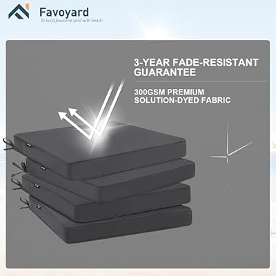 Favoyard Outdoor Chair Cushions 19" W x 19" D x 2" T Set of 4, Dark Grey — view 3