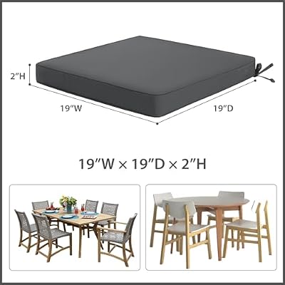 Favoyard Outdoor Chair Cushions 19" W x 19" D x 2" T Set of 4, Dark Grey — view 4