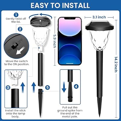 GIGALUMI Cool Outdoor Solar Garden Path Lights, Waterproof 8PK — view 4