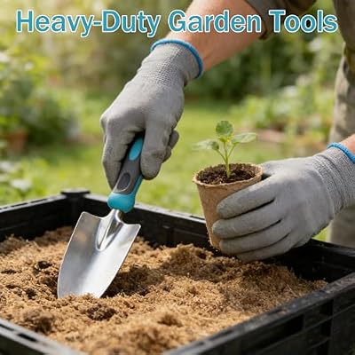 Gardening Tools, Carsolt 10 Piece Heavy Duty Stainless Steel Garden Tools Set with Ergonomic Rubber Handle. V… — view 3